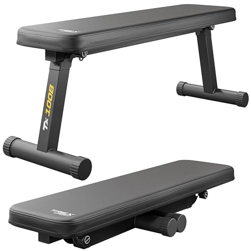 TREX SPORT Flachbank TX-100B | Hantelbank klappbar für Krafttraining | Home Gym Trainingsbank für Bankdrücken | Stahlrahmen, rutschfest, gepolstert