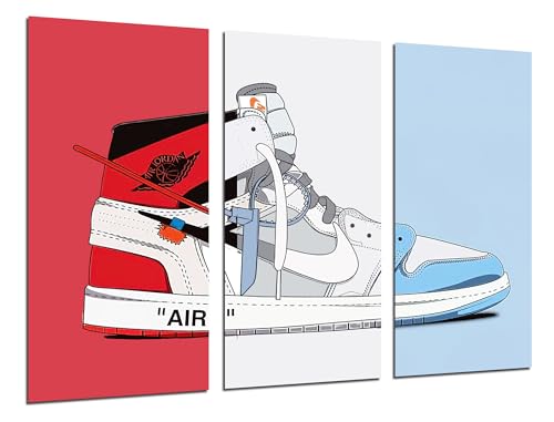 Cuadros Cámara Set 3 Poster Wanddeko Wohnzimmer Modern Schlafzimmer Schlafzimmer Zimmer Hausschuhe Nike Air Jordan (97 x 62 cm)
