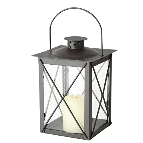 Boltze Laterne Farol (Windlicht ohne Kerzen, Dekoration für Wohnung / Haus, Indoor, Kerzenhalter, Höhe 20 cm, Farbe anthrazit) 3549400