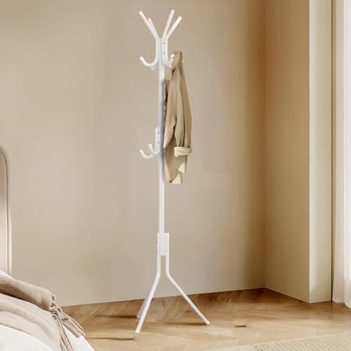 ZHTLTHZ Kleiderständer,Garderobenständer,Garderobe in Baumform, 12 Haken für Jacken, für Kleidung, Hut und Handtasche,im Wohnzimmer, Schlafzimmer Oder Büro (Weiß)