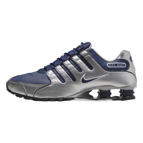 Nike Shox NZ Herren-Laufschuh, Midnight Navy/Metallic Silver/Black, 40.5 EU