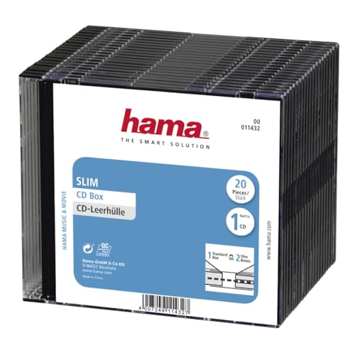 Hama CD-Leerhülle (20er-Pack, Slim, Höhe 5,2mm) CD-Schutzhülle schwarz