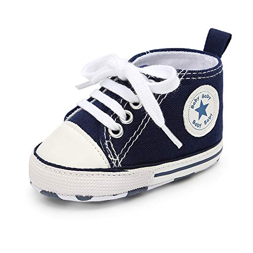 Geagodelia Baby Lauflernschuhe Weiche Krabbelschuhe Babyschuhe für Kleinkind Jungen Mädchen FX-12102 (12-18 Monate, Dunkelblau)