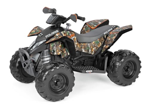 Peg Perego Polaris Outlaw 330 W Camo Elektro-Quad, zum Aufsitzen, für Kinder ab 3 Jahren, Elektrofahrzeug mit 12 V Akku, Multifunktions-Armaturenbrett, Musik, Licht und Sound