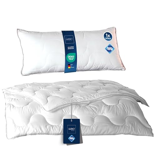 LILENO HOME Bettdecke 135x200 Set mit Kissen - Ganzjahre Bettdecke 135x200 mit Kopfkissen 40x80 cm als Set - Decke und Kissen mit antibakterieller Ausrüstung u. Kochfest bis 95° C