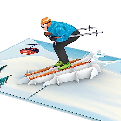papercrush® Pop-Up Karte Skifahrer - Lustige Gutscheinkarte für Männer zum Skifahren & Skiurlaub, 3D Gutschein für Skipass & Skikurs, Handgemachte Ski Geschenkkarte, Winter Geburtstagskarte für Freund