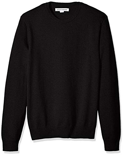 Amazon Essentials Herren Langärmliger Pullover Mit Rundhalsausschnitt, 100% Baumwolle, Erhältlich In Groß Und Schwer, Schwarz, M
