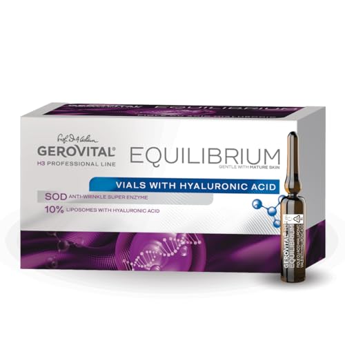 Fläschchen mit 10% Liposomen mit Hyaluronsäure | Intensiv feuchtigkeitsspendendes und glättendes Serum gegen Falten und Fältchen | Profi-Produkt | Gerovital H3 Equilibrium, 20 Fläschchen x 2 ml