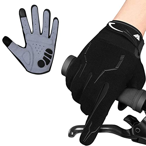WESTWOOD FOX WFX Fahrradhandschuhe Vollfinger Mountainbike Handschuhe Touchscreen MTB Handschuhen Gepolstert Anti-Rutsch MTB Rennrad Sport Hándschuh für Damen und Herren (Schwarz, M)