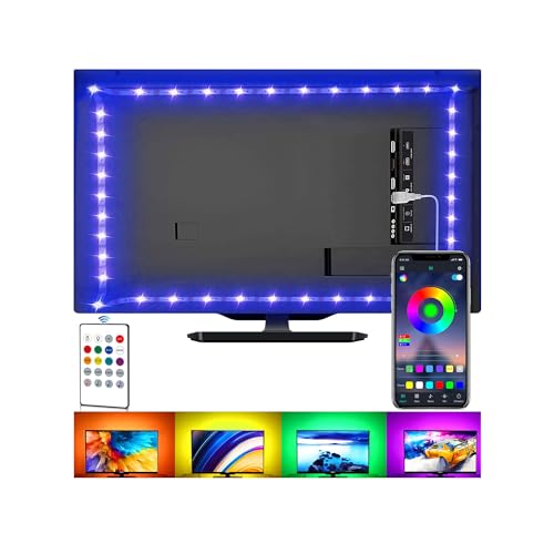 LED-Lichtstreifen für TV, USB-TV-Hintergrundbeleuchtungs-Kit mit Fernbedienung, App-Steuerung, Synchronisation zur Musik, 5050 RGB Smart LED Bias Beleuchtung für HDTV (2 m für 32-42 Zoll Fernseher