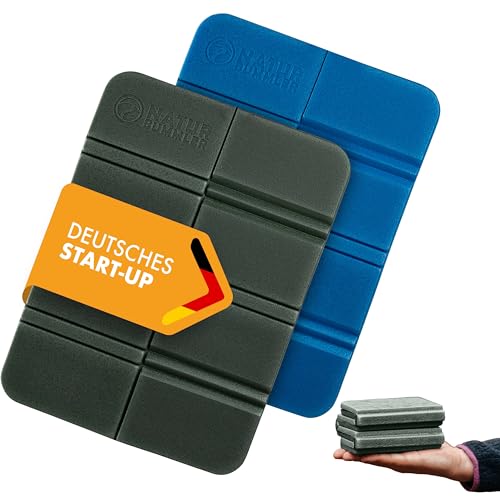 NATURBUMMLER Sitzkissen Outdoor Faltbar [2er Set Thermo Komfort] wasserdicht & wetterfest – Sitzunterlage mit Tragetasche – Ultraleicht & kompakt für Camping, Wandern & Stadion