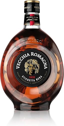 Vecchia Romagna Etichetta Nera 70cl - Italienischer Weinbrand, der nach einem Verfahren mit doppelter Destillation und doppelter Reifung hergestellt wird, mit ausgeprägtem und elegantem Geschmack