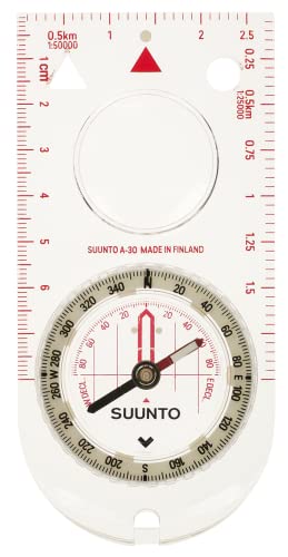 Suunto Kompass A-30 NH, Nördliche Hemisphäre, Metrische Skala, SS012095013, Weiß