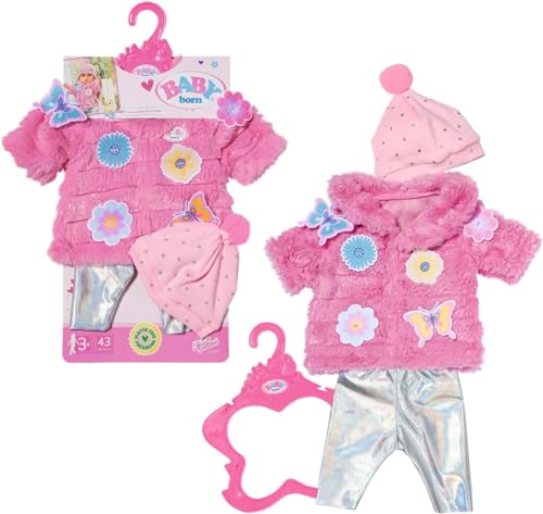 BABY born Flauschmantel Outfit mit Jacke und Leggins, Mütze und Stiefeln für 43 cm Puppen, 833834 Zapf Creation