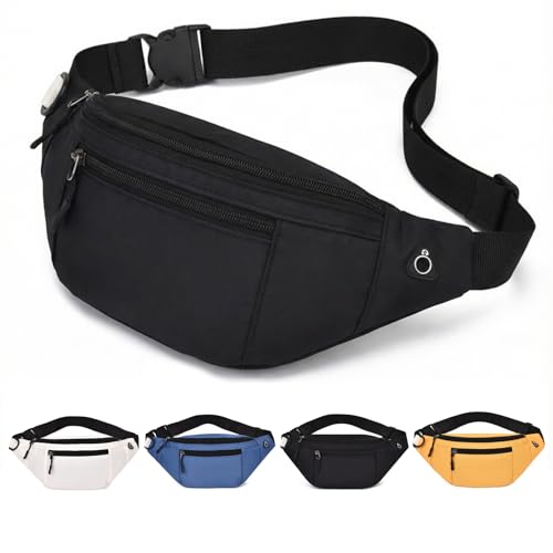 Bauchtasche Herren & Damen – wasserdichte Gürteltasche für Reisen, Alltag & Outdoor – Leichte gürteltasche Damen Hüfttasche Outdoor Groß Handytasche Sport Wasserdicht (Schwarz)