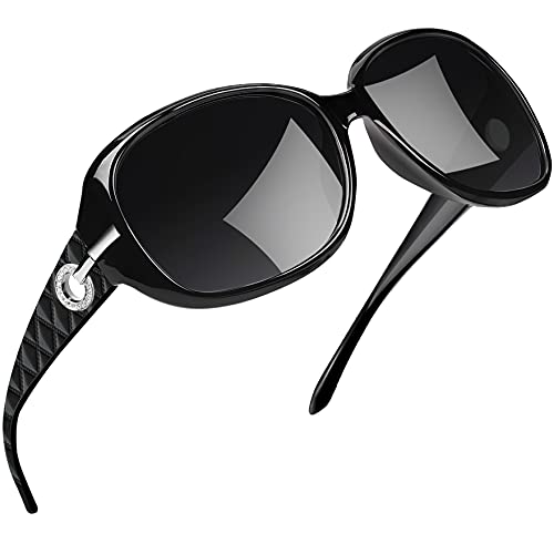 Joopin Elegante Große Sonnenbrille Damen Polarisiert und Klassische Schwarze Damen Sonnenbrille Übergroß Retro 2025 UV400 mit XL Rahmen (Voll Schwarz)