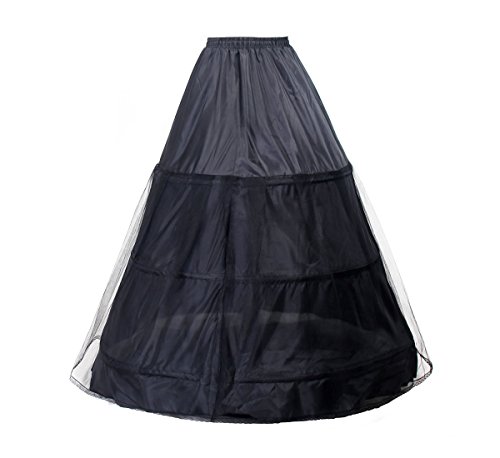 TUKA Reifrock 3 Ring verstellbar, Underskirt Unterrock, Krinoline Petticoat Gr. Large passt Gr. 42 bis Übergröße, Schwarz, TKB0005-Black-X