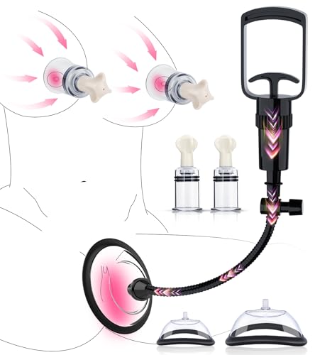 Muschipumpe Kit mit 2 Nippelsauger für Frauen, Vagina Pumpe Pussy Sexspielzeug Solo, Klitoris Sauger Sex Spielzeug für die Frauen Paare, Sex Toyset BDSM Nippelsauger mit 3 Starken Saugnäpfen