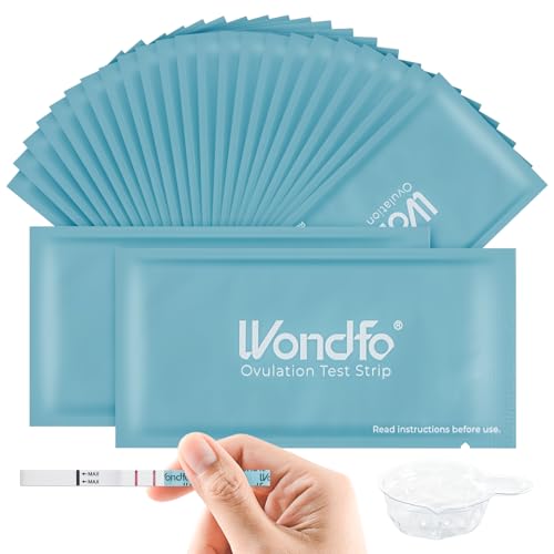 Wondfo Ovulationstest Kinderwunsch Fruchtbarkeitstest für Frauen Eisprung 25 miu inkl. 25 Ovulationstests, 25 Urinbecher und Aufzeichnungskarte