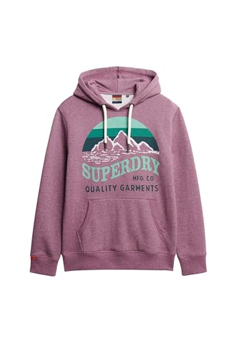 Superdry Herren Great Outdoors lockeres Hoodie mit Core Logo Strand Burgunderrot Gesprenkelt XXL