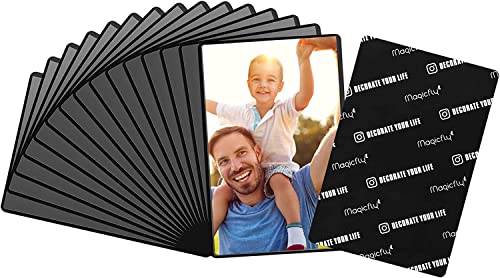 Magnetische Fototaschen, Magiclfy 15 Stück Magnet Bilderrahmen Fotorahmen für Fotos Postkarten von 10 x 15 cm für Kühlschrank, Schwarz