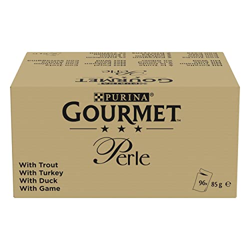 Gourmet Perle Erlesene Streifen in Gelee, Katzenfutter nass, Sorten-Mix, 96er Pack (12 x 8 Beutel à 85g)