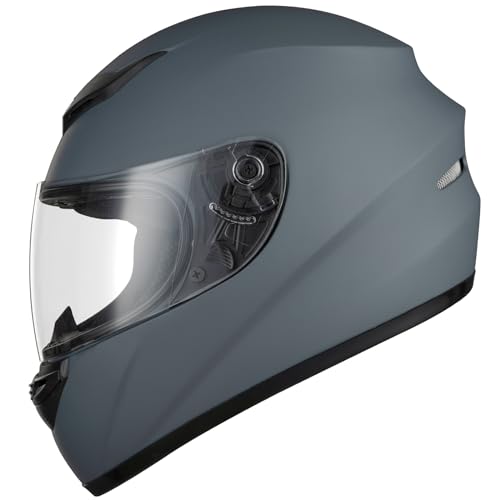 Favoto Motorradhelm Integralhelme für Erwachsene Vollvisierhelm Mopedhelm für Herren Damen Atmungsaktiv ECE Zertifiziert XL (61cm) Grau