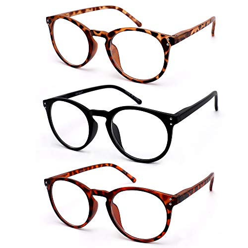 Vecien Lesebrille 3 Stuecke Federn-Scharnier Brillen Mattes Finish fürein , Kristallgläser gibt Ihnen ultra-klare Sicht, Federscharniere Musterdesign für Männer und Frauen (3.5 Dioptrien)
