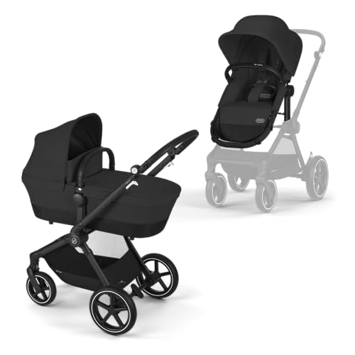 CYBEX Gold Kinderwagen EOS Lux 2-in-1, Reisesystem, Ab Geburt bis 22 kg (ca. 4 Jahre), Moon Black