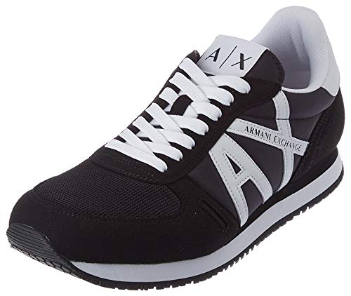 Armani Exchange Herren Rio Side Logo Sneaker, Schwarz, 44 EU