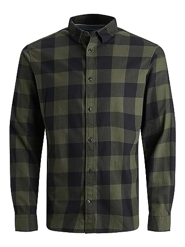 JACK&JONES Hemd Slim Fit Business Shirt Weiches Langarm Twill Oberteil aus Baumwolle JJEGINGHAM