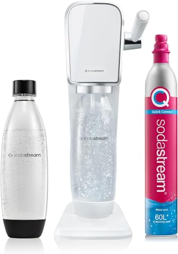 SodaStream Wassersprudler ART mit CO2-Zylinder und 1x 1L spülmaschinenfeste Kunststoff-Flasche, Höhe 44cm, Weiß, 44 cm