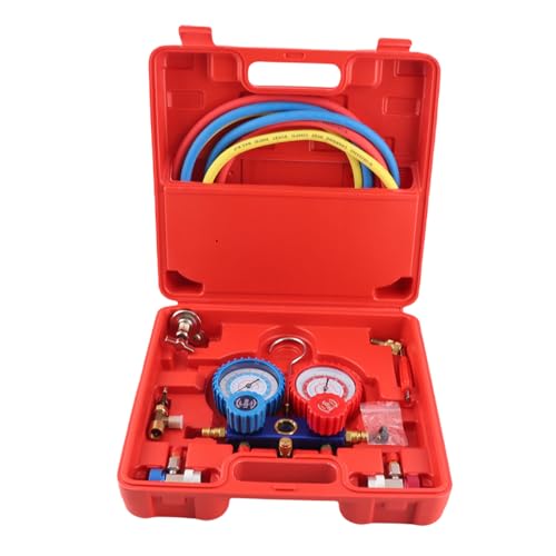 Kältemittel-Manifold-Messgeräteset für Klimaanlagen, R134A Split Monteurhilfe, 5-Fuß Schlauchset mit Schnellkupplung, A/C-Verteiler-Messgerät