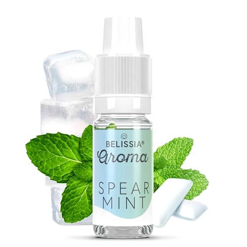 Belissia Lebensmittelaroma - Spearmint - Hochdosiertes Lebensmittel Aroma 10ml. Zur Verwendung in Lebensmitteln & Getränken für Vernebler, Nebelmaschinen, Diffuser uvm.