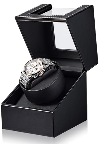 Los Gatos Uhrenbeweger 1 Uhr Automatik Uhrenbeweger: Watch Winder für Automatikuhren mit Batteriebetrieb und Netzteil oder USB - Uhrendreher Geschenk für Herren und Damen