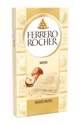 Ferrero Rocher Tafel – Weiße Schokolade mit Haselnuss – 1 x 90 g Schokoladentafel