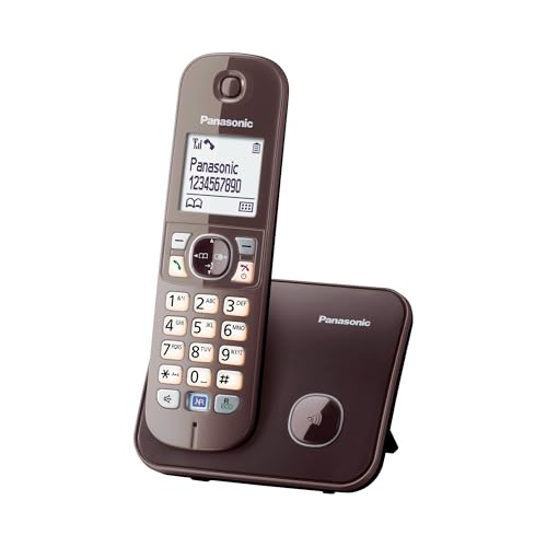 Panasonic KX-TG6811GA DECT Schnurlostelefon (strahlungsarm, Eco-Modus GAP Telefon, ohne Anrufbeantworter, Festnetz, Anrufsperre) mocca-braun