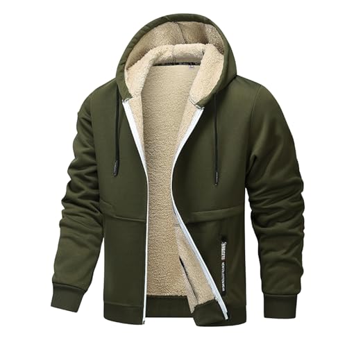 GXYANiaoy Winterjacke Herren - Gefütterte Jacke Mit Kapuze Männer Einfarbiges Mantel Mit Reißverschluss Winddicht Outdoorjacke Wärmend Jacke Mantel Wintermantel