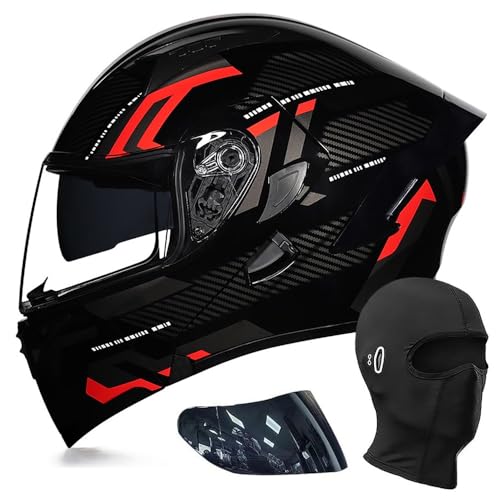 Motorradhelm Klapphelm Modulare Helm, DOT/ECE Zertifiziert Integralhelm mit Doppelvisier, Street Racing Helm, Moped-Roller-Helms, für Erwachsene Frauen Männer M~XXL