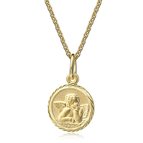 Xaana Taufkette Anhänger Schutzengel Gott schütze dich aus 333er Gelbgold inkl. vergoldeter Silberkette 36/38cm AMZ0593