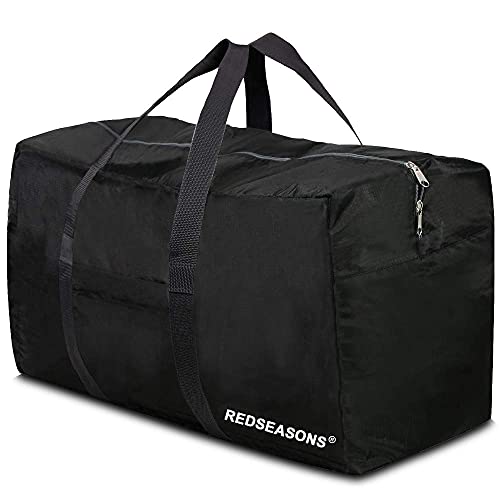 Extra Große,Faltbare Reisetasche mit Handschlaufe, Geeignet für Reisen wasserdichte Tragetasche, Camping(Schwarz)