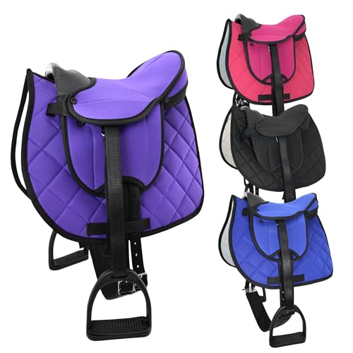 PFIFF 103120 Sattelset „Pro“ für Spiel- oder Holzpferde, Komplettset für Kinder, Kindersattel, Spielsattel, Set in Einheitsgröße, Lila