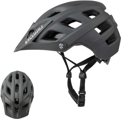 Exclusky Fahrradhelm Herren und Damen mit Visier MTB Helm Ultraleicht Windschutz Helm Retro-Helm für Trekking Rennrad Trail Helm (56-61CM)