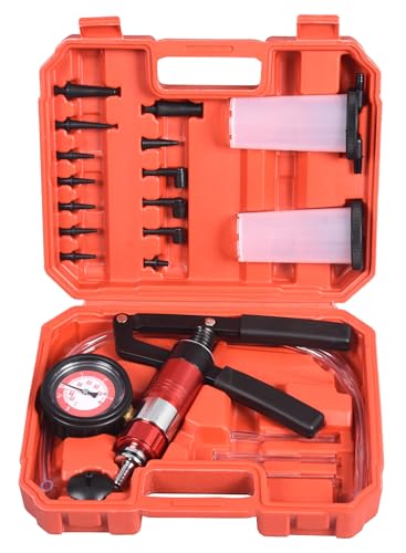 DHA Kfz Hand Vakuumpumpe Handpumpe Druckpumpe Bremsenentlüfter Vakuumtester Kit, Auto Unterdruckpumpe Bremsen Entlüften Unterdruck Prüfgerät Tester kfz Motorrad Vakuum Druckpumpe Saug und Druck Satz