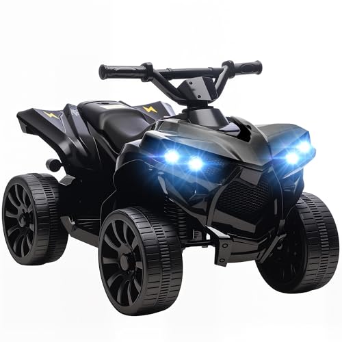 AIYAPLAY Kinder Quad Elektro 6V Kinderquad mit Vorwärts-, Rückwärtsfunktion, Musik, LED-Scheinwerfer, Kinderfahrzeug Elektro-Quad für Kinder von 3-8 Jahren Schwarz