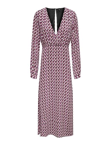 ONLY Damen Onlalma Life Poly Jen Long Dress Kleid, Magenta Purple/AOP:584 Posh, L