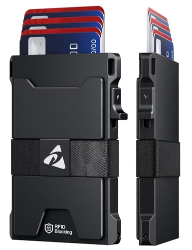 Kartenetui Herren, Aluminium Minimalist Metall Pop-Up Slim Wallet mit Langlebiger Erweiterbarer Rückplatte, RFID Schutz, Wallets for Men, Fronttasche Kreditkartenetui, hält 12 + Karten Plus Bargeld