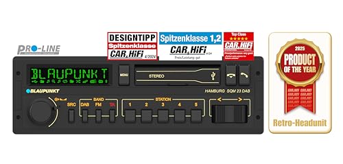 Blaupunkt Hamburg SQM 23 DAB, 1-DIN Autoradio, Youngtimer-Design, DAB+, Bluetooht, Freisprecheinrichtung, USB, Lenkradfernbedienung, Sub-Out, Variocolour, 4x50 Watt, 12V