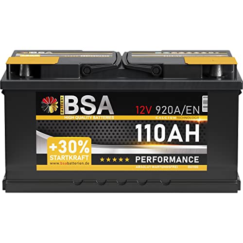 BSA Autobatterie 110Ah 12V 920A/EN ersetzt Batterie 100Ah 90Ah 105Ah 95Ah +30% Startleistung, lead acid