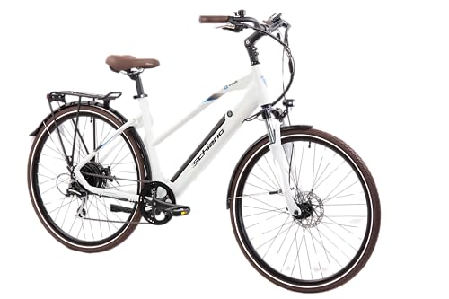 F.lli Schiano E-Voke, E Bike Trekking 28 Zoll, 36V 11.6Ah Abnehmbarer Akku, Motor 250W 50Nm, Trekking EBike für Herren/Damen, Weiss